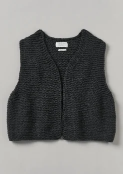 Knitwear-TOAST Textured Knit Gilet Charcoal