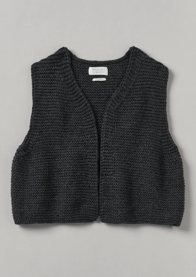 Knitwear-TOAST Textured Knit Gilet Charcoal