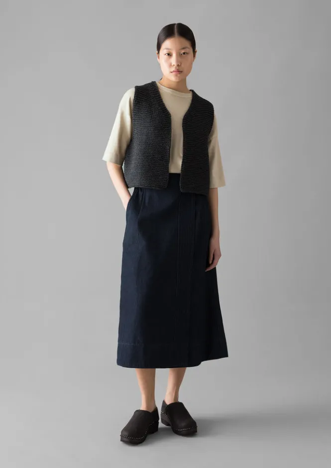 Knitwear-TOAST Textured Knit Gilet Charcoal