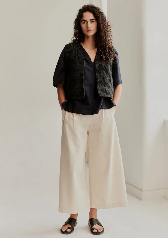Knitwear-TOAST Textured Knit Gilet Charcoal