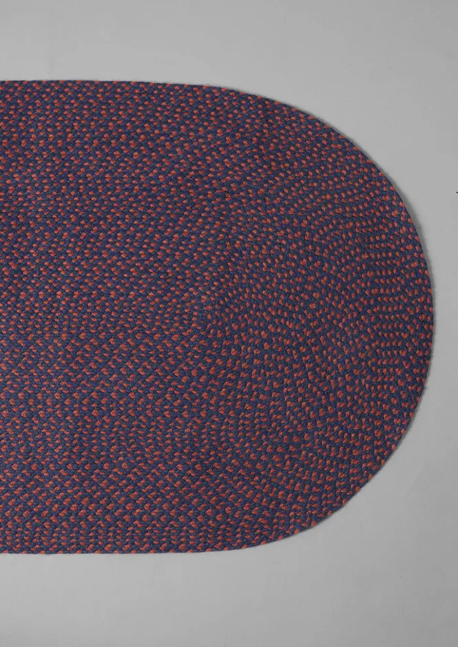 Textiles|Rugs-TOAST The Braided Rug Company Organic Jute Rug Navy/BurntOrange