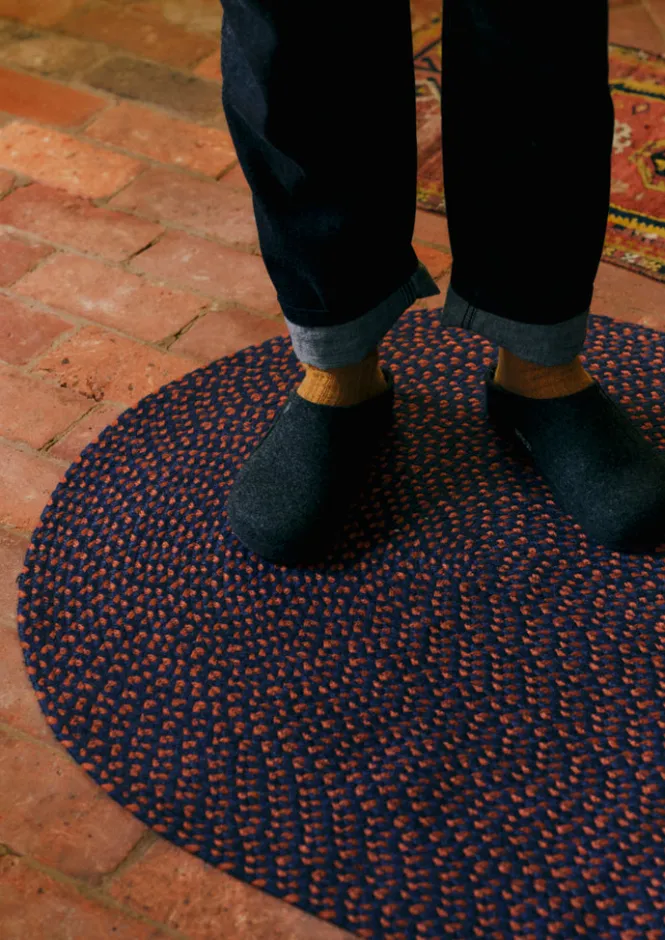 Textiles|Rugs-TOAST The Braided Rug Company Organic Jute Rug Navy/BurntOrange