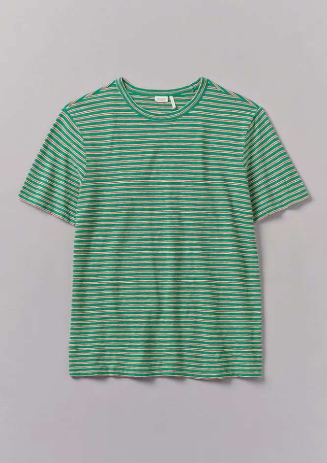 Tops & Tees-TOAST Theo Organic Cotton Stripe Short Sleeve Tee Green/Red