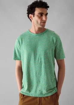 Tops & Tees-TOAST Theo Organic Cotton Stripe Short Sleeve Tee Green/Red