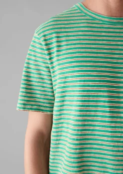 Tops & Tees-TOAST Theo Organic Cotton Stripe Short Sleeve Tee Green/Red