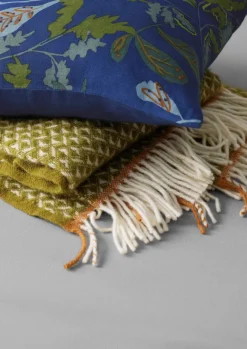 Textiles|Cushions & Covers-TOAST Trailing Foliage Linen Cushion Cover BlueObsidian/OasisGreen