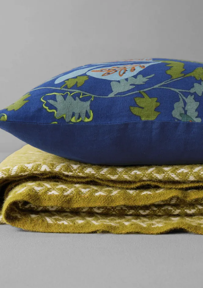 Textiles|Cushions & Covers-TOAST Trailing Foliage Linen Cushion Cover BlueObsidian/OasisGreen