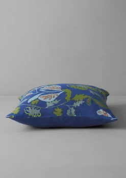 Textiles|Cushions & Covers-TOAST Trailing Foliage Linen Cushion Cover BlueObsidian/OasisGreen