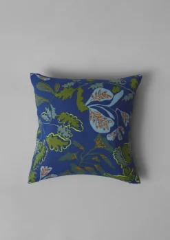 Textiles|Cushions & Covers-TOAST Trailing Foliage Linen Cushion Cover BlueObsidian/OasisGreen