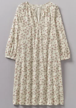 Nightwear|Loungewear-TOAST Trellis Floral Block Print Nightdress Ecru/Coral
