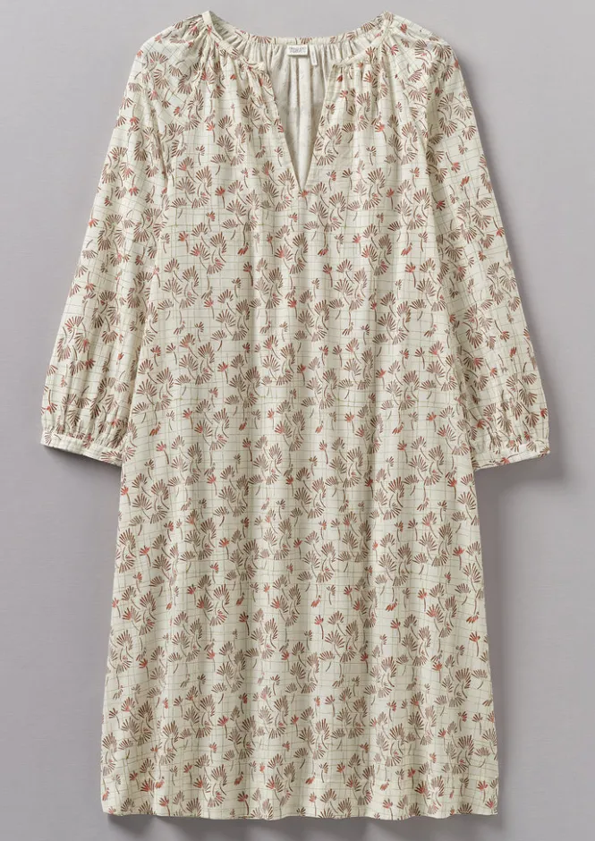 Nightwear|Loungewear-TOAST Trellis Floral Block Print Nightdress Ecru/Coral