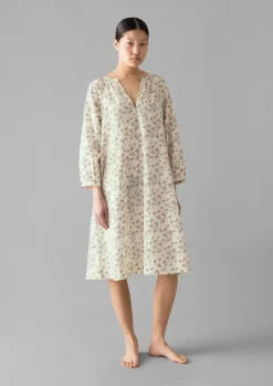 Nightwear|Loungewear-TOAST Trellis Floral Block Print Nightdress Ecru/Coral