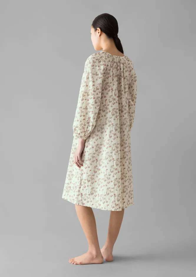 Nightwear|Loungewear-TOAST Trellis Floral Block Print Nightdress Ecru/Coral