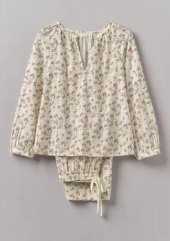 Nightwear-TOAST Trellis Floral Block Print Pyjamas Ecru