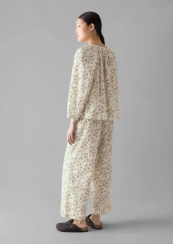 Nightwear-TOAST Trellis Floral Block Print Pyjamas Ecru