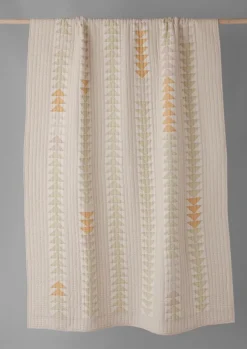 Textiles|Blankets & Throws-TOAST Triangle Patchwork Check Cotton Quilt SoftFern/Sand