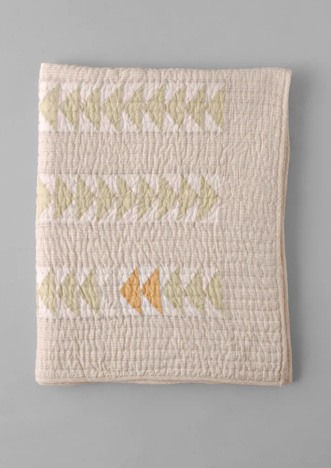 Textiles|Blankets & Throws-TOAST Triangle Patchwork Check Cotton Quilt SoftFern/Sand