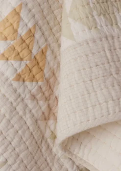 Textiles|Blankets & Throws-TOAST Triangle Patchwork Check Cotton Quilt SoftFern/Sand