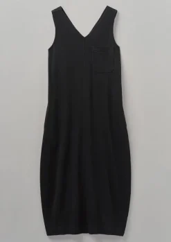 Loungewear|Dresses-TOAST V-Neck Cotton Jersey Dress WashedBlack