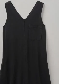 Loungewear|Dresses-TOAST V-Neck Cotton Jersey Dress WashedBlack