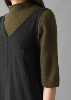 Loungewear|Dresses-TOAST V-Neck Cotton Jersey Dress WashedBlack
