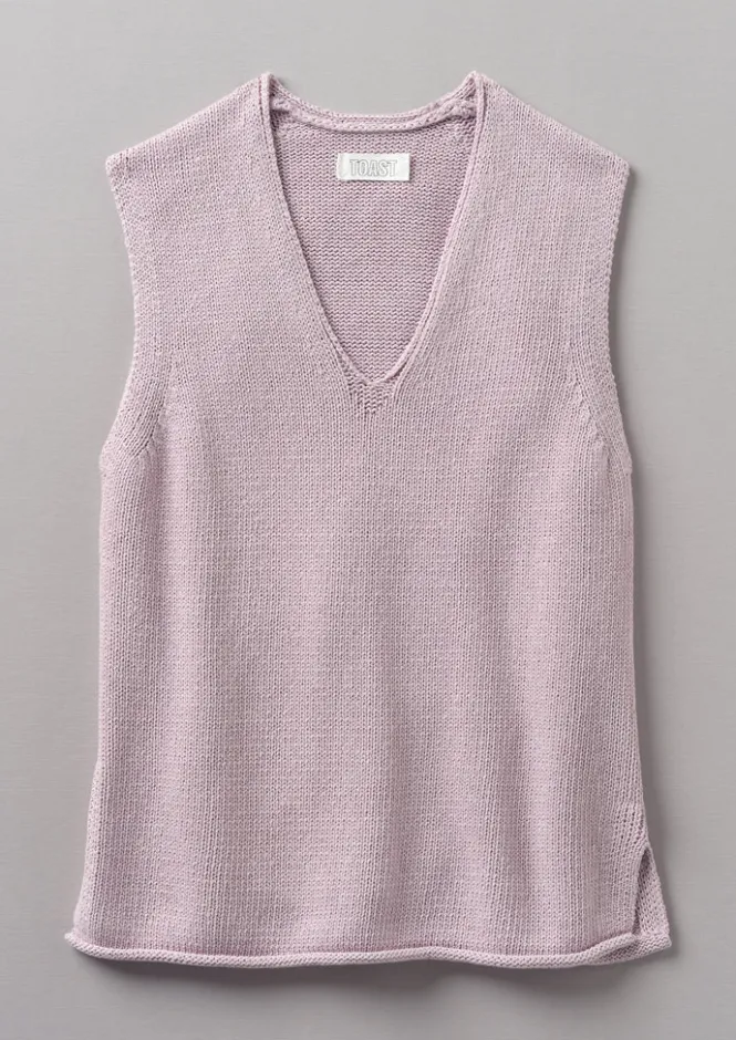 Linen|Loungewear-TOAST V-Neck Linen Cotton Knitted Tank WoodLilac