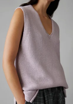 Linen|Loungewear-TOAST V-Neck Linen Cotton Knitted Tank WoodLilac