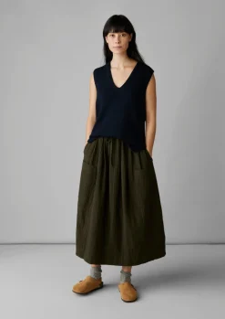 Linen|Loungewear-TOAST V-Neck Linen Cotton Knitted Tank DarkNavy