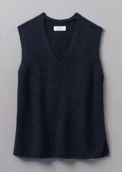 Linen|Loungewear-TOAST V-Neck Linen Cotton Knitted Tank DarkNavy