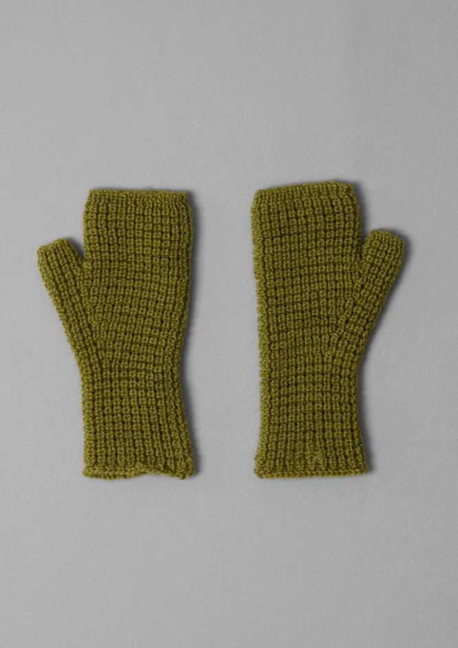 Hats, Scarves & Gloves-TOAST Waffle Stitch Fingerless Gloves Pear