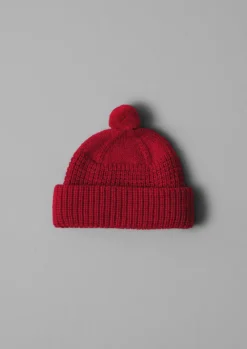 Hats, Scarves & Gloves-TOAST Waffle Stitch Wool Beanie CarmineRed