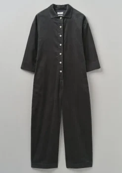 Loungewear|Jumpsuits-TOAST Wide Leg Organic Cord Jumpsuit Charcoal