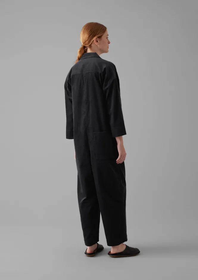 Loungewear|Jumpsuits-TOAST Wide Leg Organic Cord Jumpsuit Charcoal