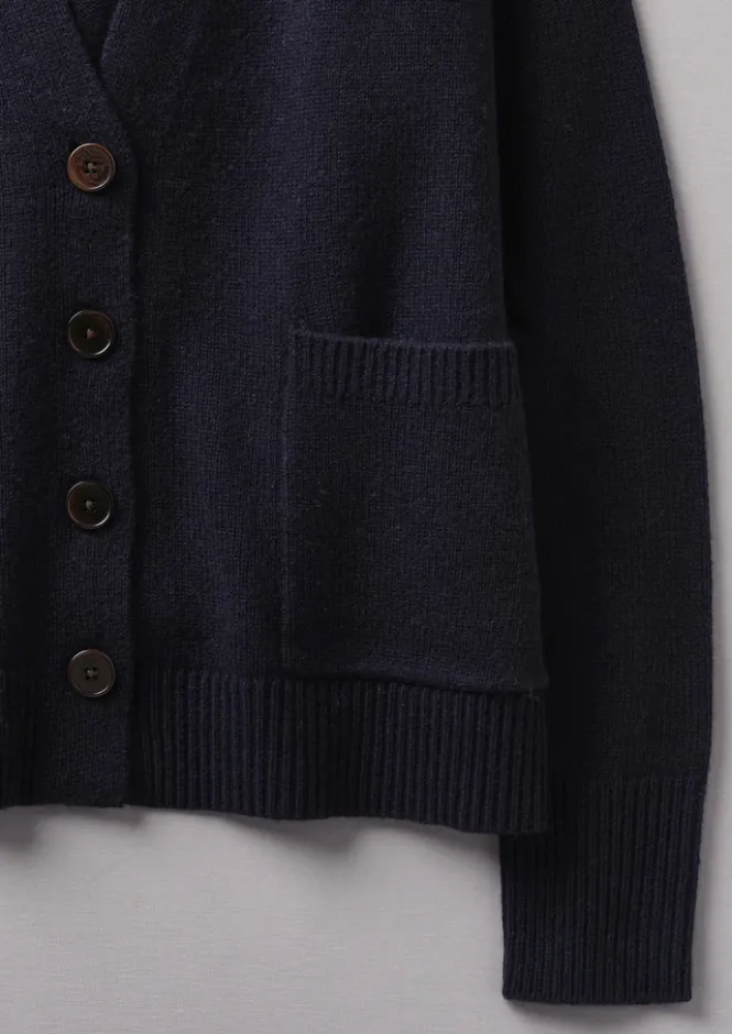 Cashmere|Knitwear-TOAST Wool Cashmere Boxy Cardigan DarkestNavy