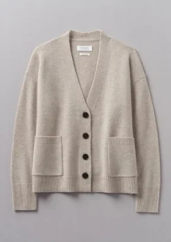 Cashmere|Knitwear-TOAST Wool Cashmere Boxy Cardigan Putty