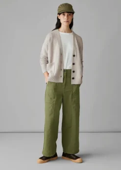 Cashmere|Knitwear-TOAST Wool Cashmere Boxy Cardigan Putty
