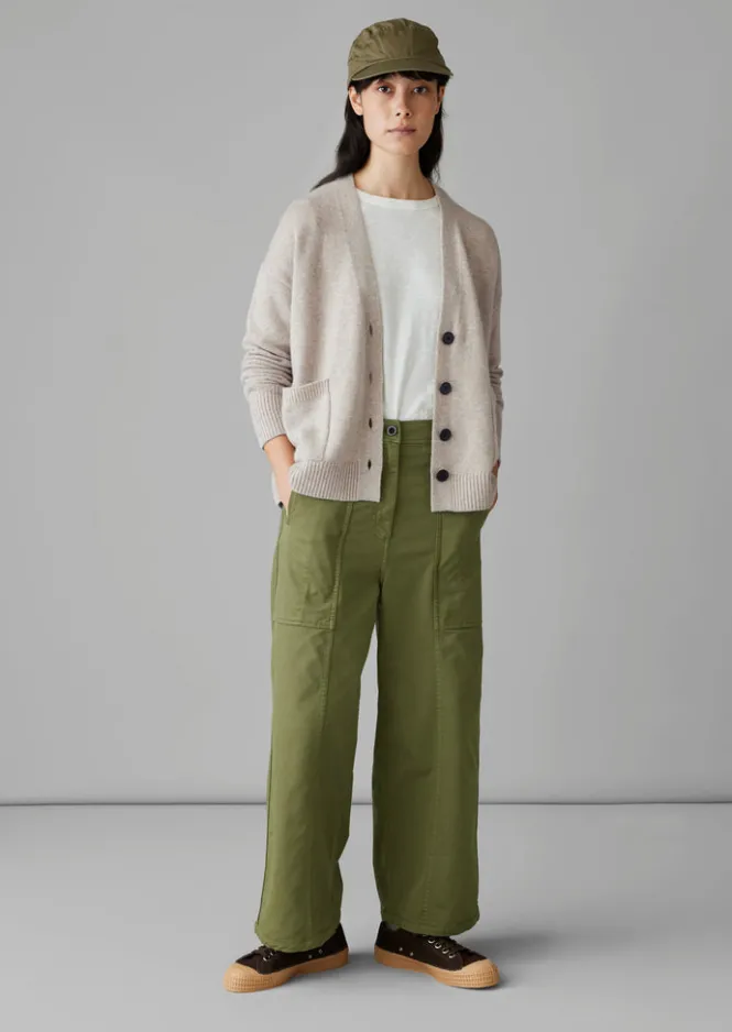 Cashmere|Knitwear-TOAST Wool Cashmere Boxy Cardigan Putty