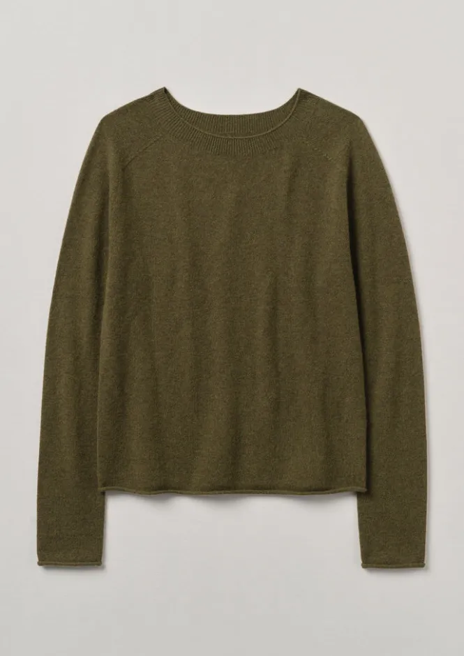 Knitwear-TOAST Wool Cashmere Neat Sweater Olive