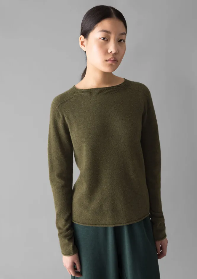 Knitwear-TOAST Wool Cashmere Neat Sweater Olive
