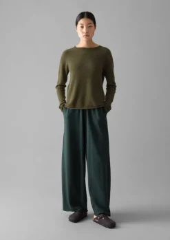 Knitwear-TOAST Wool Cashmere Neat Sweater Olive