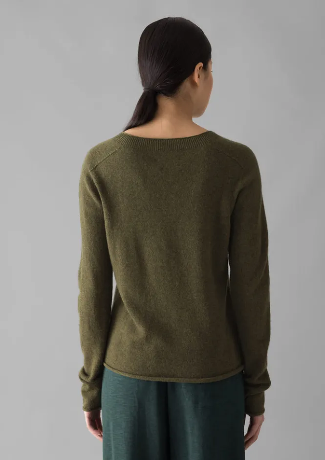 Knitwear-TOAST Wool Cashmere Neat Sweater Olive