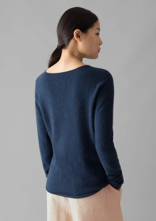 Knitwear-TOAST Wool Cashmere Neat Sweater Midnight