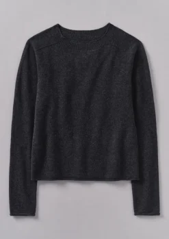 Loungewear|Knitwear-TOAST Wool Cashmere Neat Sweater Charcoal