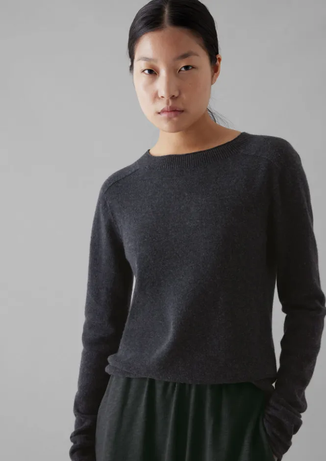 Loungewear|Knitwear-TOAST Wool Cashmere Neat Sweater Charcoal