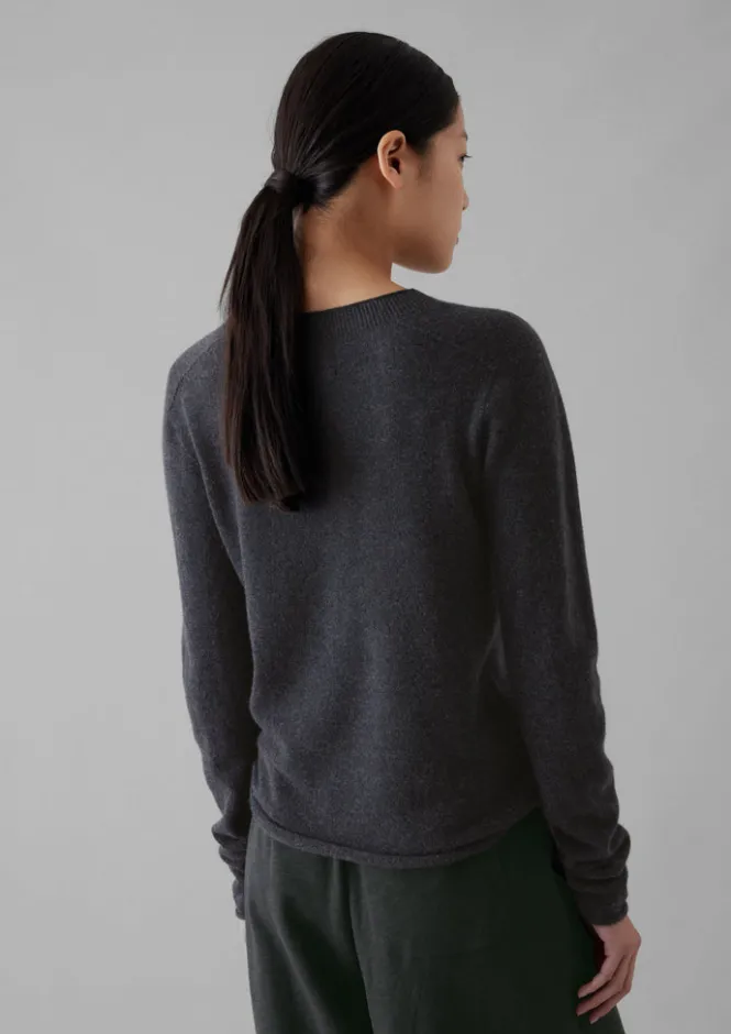 Loungewear|Knitwear-TOAST Wool Cashmere Neat Sweater Charcoal
