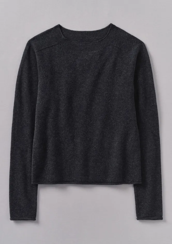 Loungewear|Knitwear-TOAST Wool Cashmere Neat Sweater Charcoal