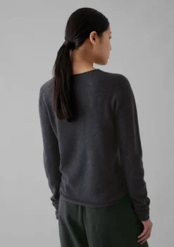 Loungewear|Knitwear-TOAST Wool Cashmere Neat Sweater Charcoal