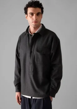 Shirts-TOAST Wool Cashmere Overshirt Charcoal