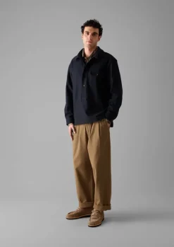 Shirts-TOAST Wool Cashmere Overshirt Navy
