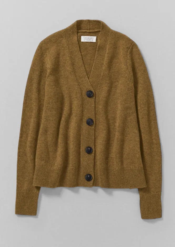 Cashmere|Knitwear-TOAST Wool Cashmere Swingy Cardigan Mustard